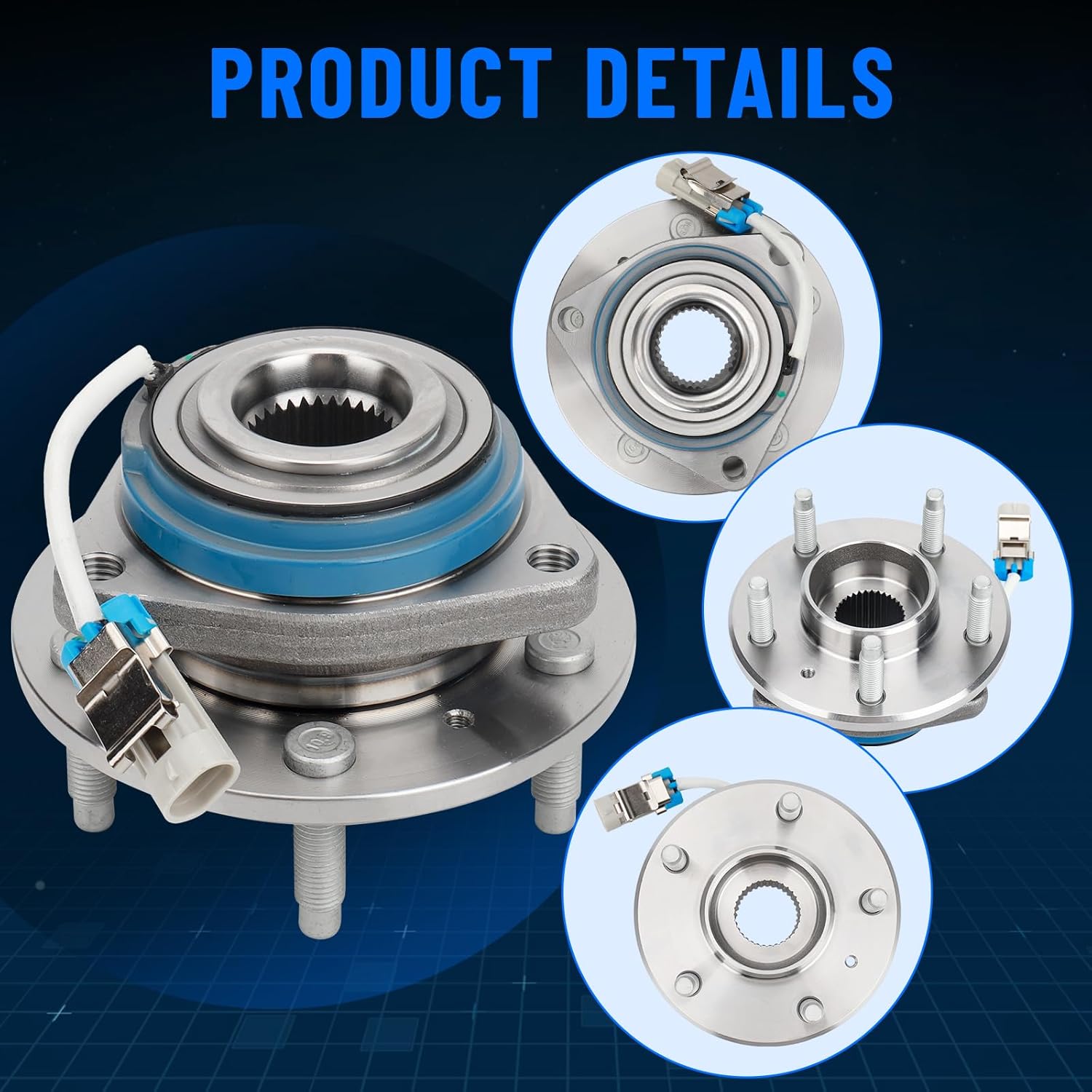 (Pair) 513121 Front Wheel Bearing and Hub Assembly Fit for Chevy Impala/Venture, Cadillac DTS, Buick Century, Seville Lesabre, Pontiac Grand Prix, Oldsmobile Aurora, 5 Lug w/ABS