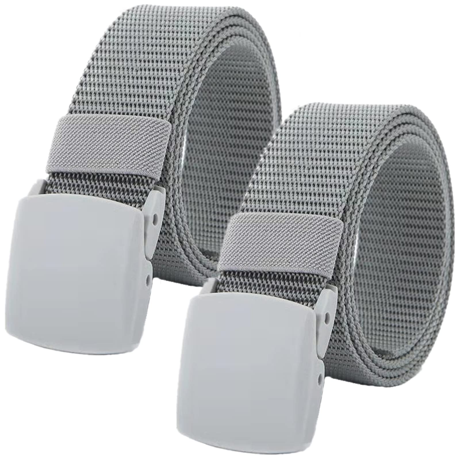 Cinturones de Trabajo para Hombre, Cinturones for Hombres y Mujeres, cinturón táctico de Nailon Ligero, tamaño de hasta 67 Pulgadas con Hebilla de plástico Militar, 2 Piezas(Grijs,130CM/51)