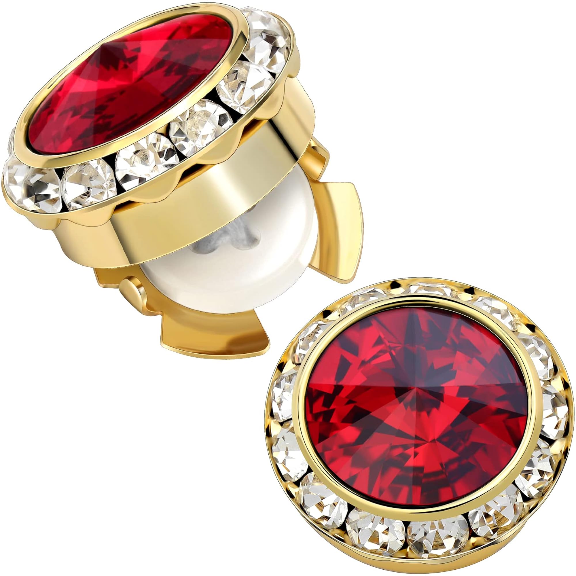 Birthstone Button Cover Cufflinks, Shiny 18K Gold Tone