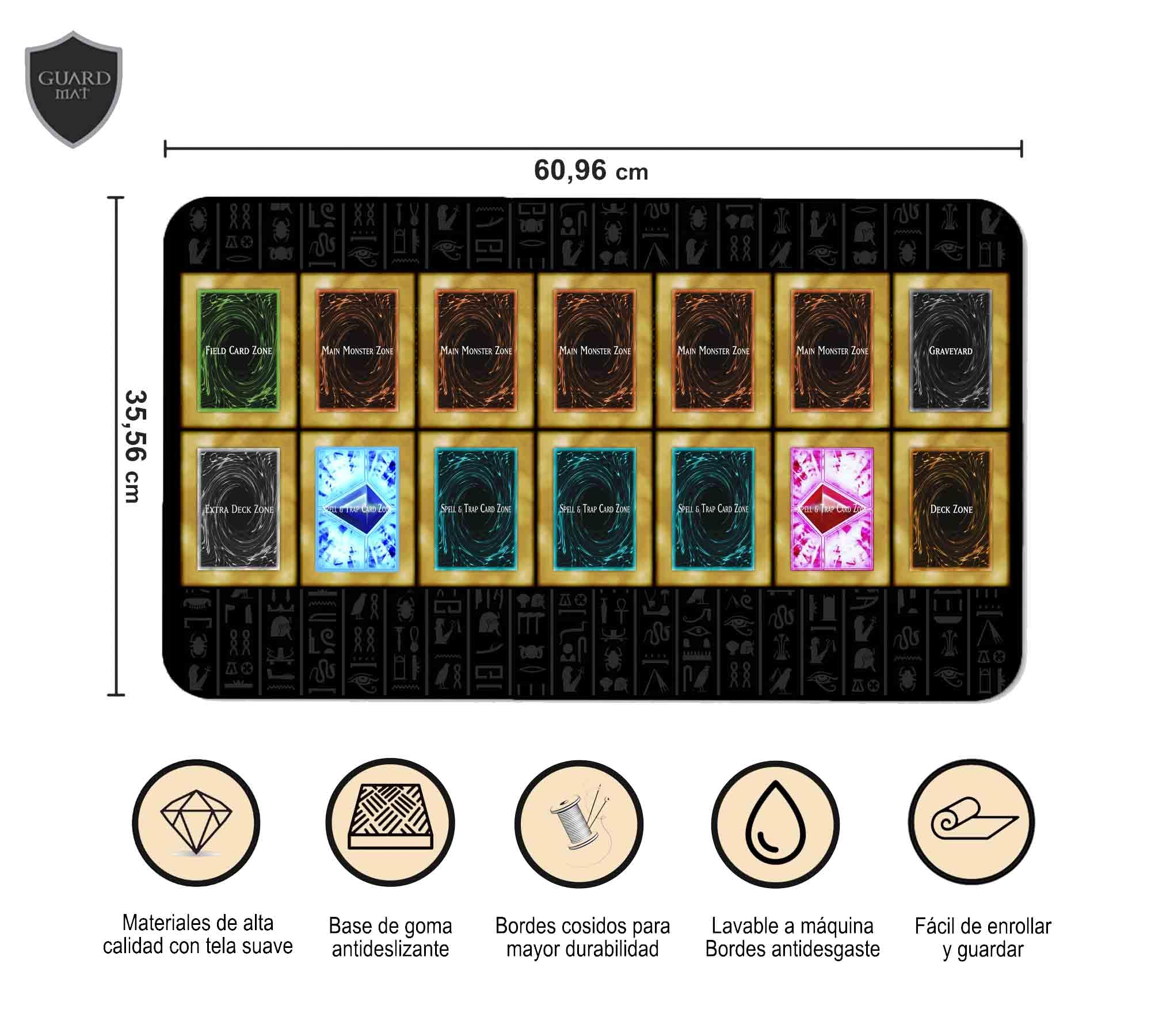 Classic (Bordes Cosidos) - Tapete 1 Jugador Master Rule Duel Field Zones - Alfombrilla Cartas Magic - Playmat Compatible con Magic The Gathering (MTG), Pokemon, TCG