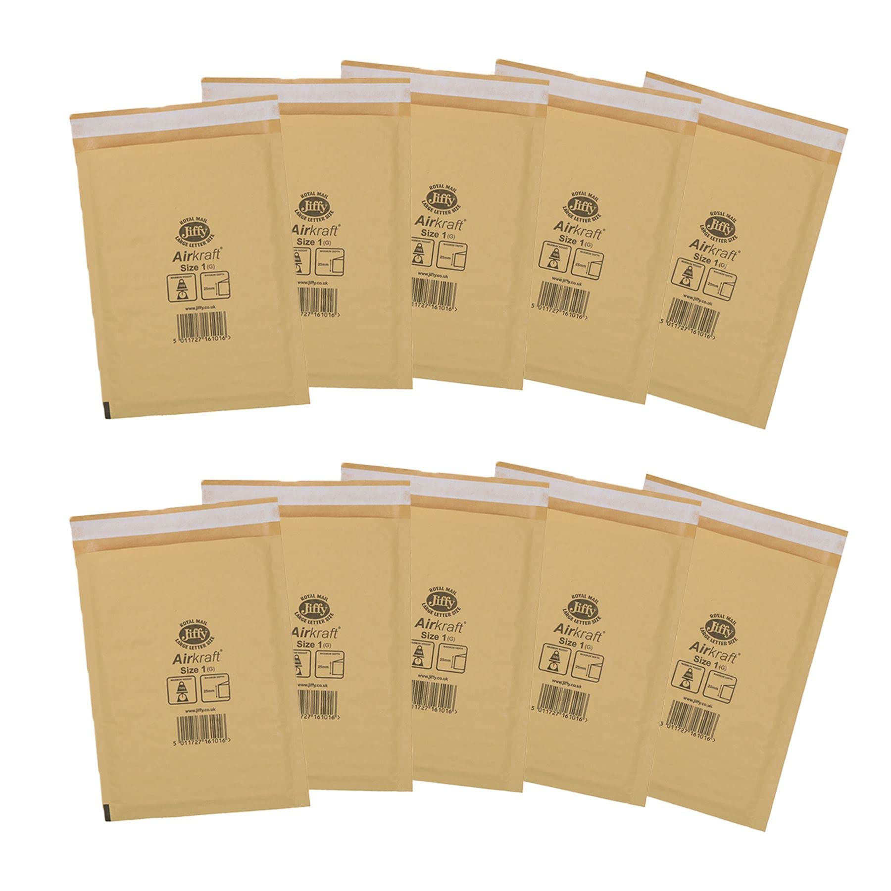 AB Tools 10pk Genuine Gold Jiffy Bag Airkraft Bubble Padded Mail Bag Envelope Size 1