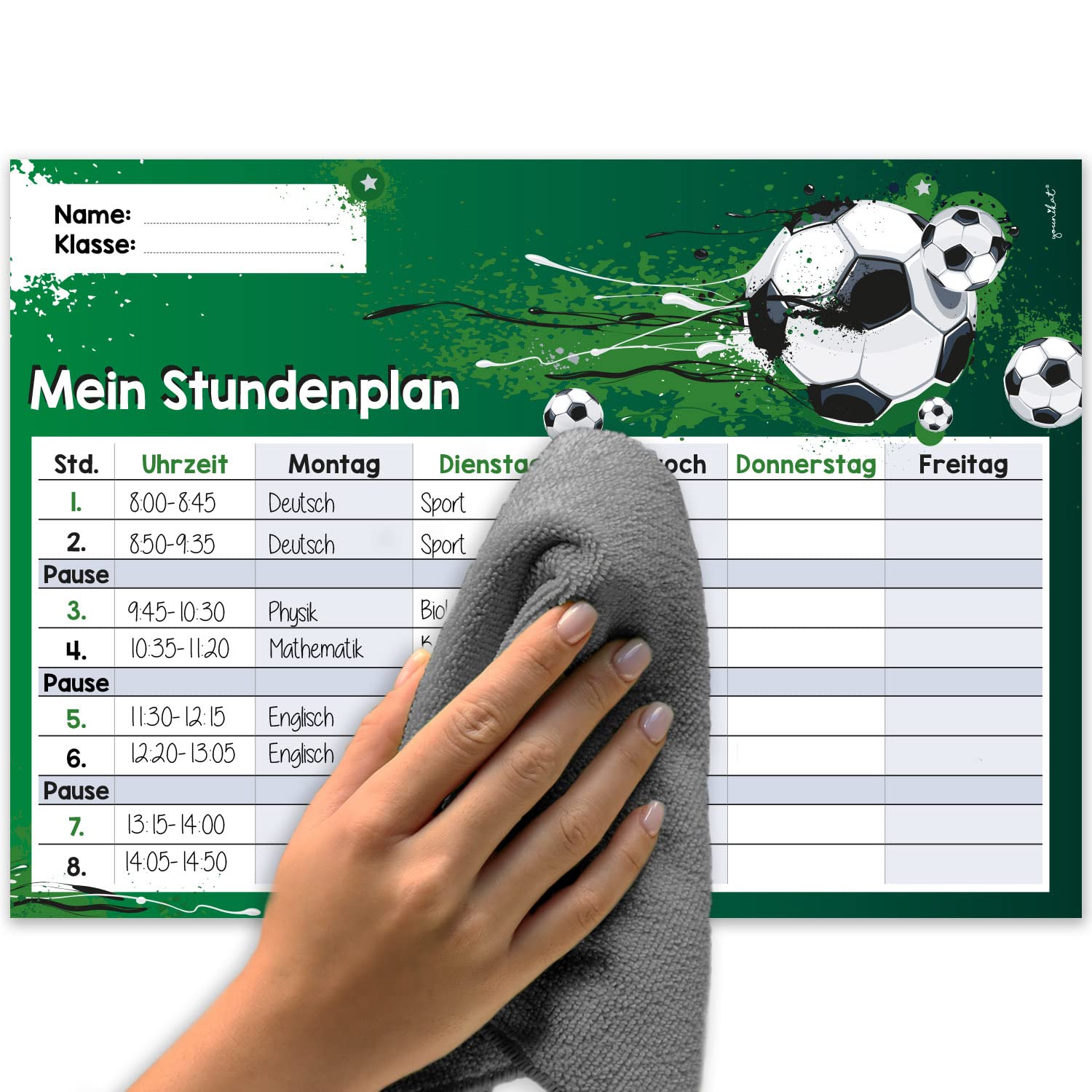 Planificador Del Horario De Fútbol Para Colgar, Lavable, DIN A4, Con Suspensión, Soporte Para Bolígrafos Y Bolígrafo, Color Verde, Para Niños, Adolescentes, Genial, Idea De Regalo I Dv_988