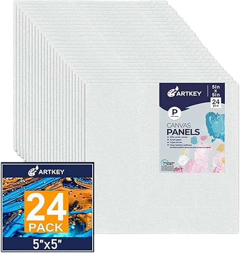 Miniatura 26 de Artkey Paquete de 12 tableros de lona de 5 x 7 pulgadas, 10 onzas, imprimados 100% algodón, lienzos en blanco para pintura, paneles de lienzo