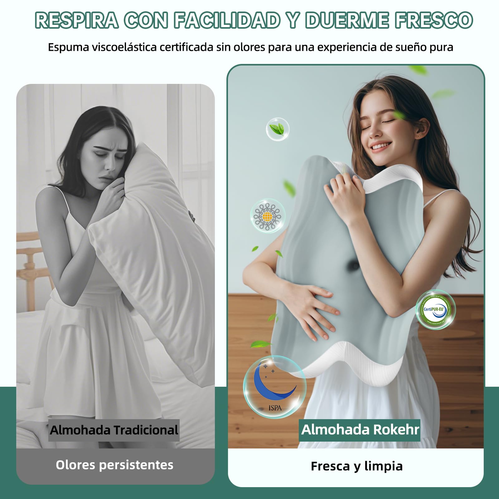 Almohada Cervicales y Cuello 2 en 1, 62cm x 42cm x 13/11cm Almohada Ergonómica para Lado, Espalda y Estómago, Almohada Ortopedica Cervical para Soporte de Hombro/Cuello/Cabeza - Gris
