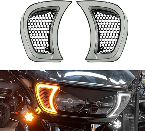Miniatura 8 de HDBUBALUS Accesorios de ventilación para faro de motocicleta, intermitentes, indicador LED, luces laterales para Harley Road Glide FLTRX 2015-2023