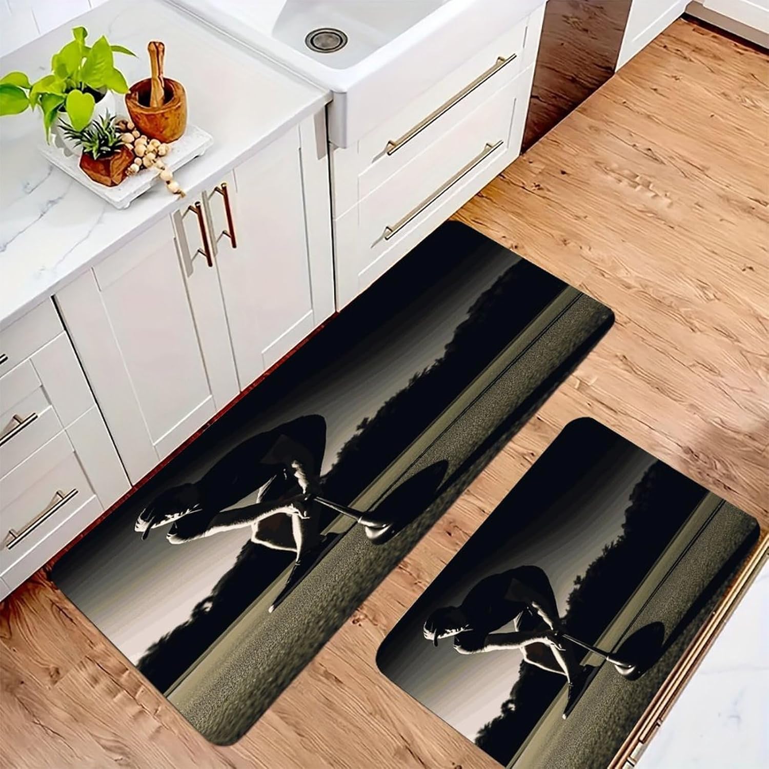 Golf Fitness Kitchen Mats with 2PCS Non-Slip Washable,Kitchen Rug Heavy Duty Durable, Floor Mats for Kitchen,Office,Sink,Laundry