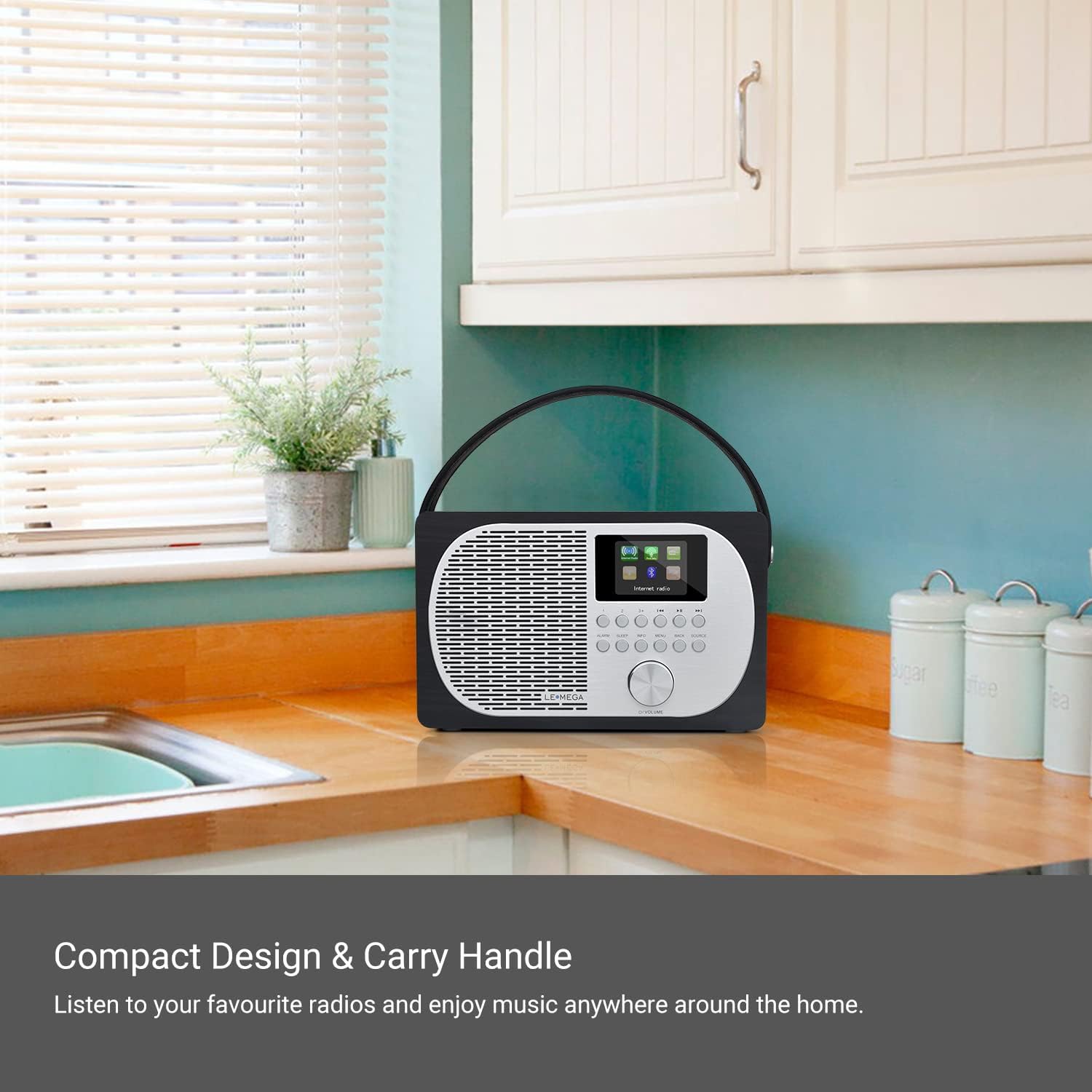 LEMEGA M2P Digital Internet Radio,Portable FM Radio with Bluetooth, Dual Alarms Clock,Rechargeable Battery or Mains Powered, Headphone-Out,2.4” Colour Display, App Control - Black Oak Finish : Everything Else