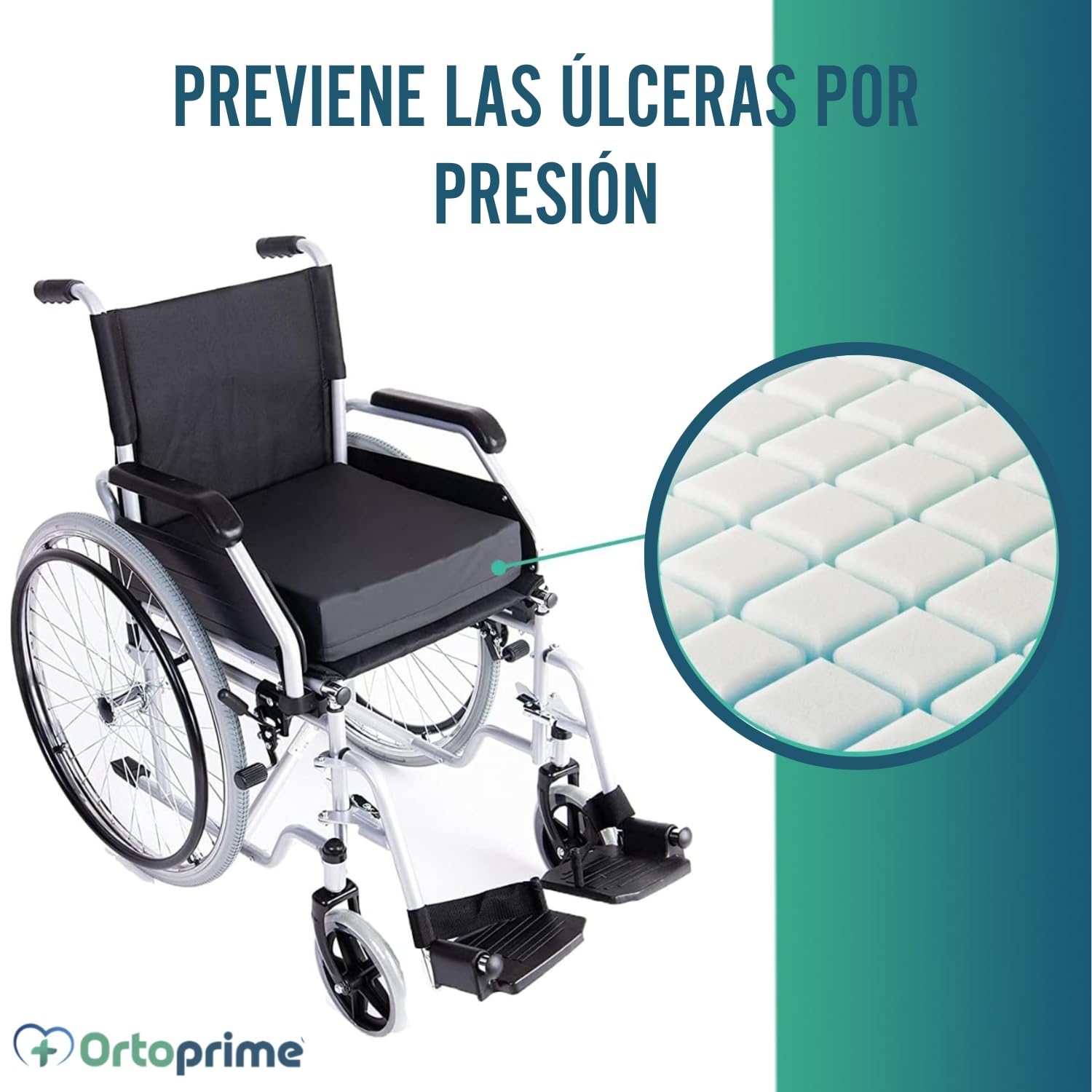 OrtoPrime Cojín Antiescaras Ranurado de Espuma - Prevención y Tratamiento de úlceras por presión en Coxis - Cojín Postural para Sillas de Ruedas, Oficina, Coche y Hogar - Asiento Ortopédico