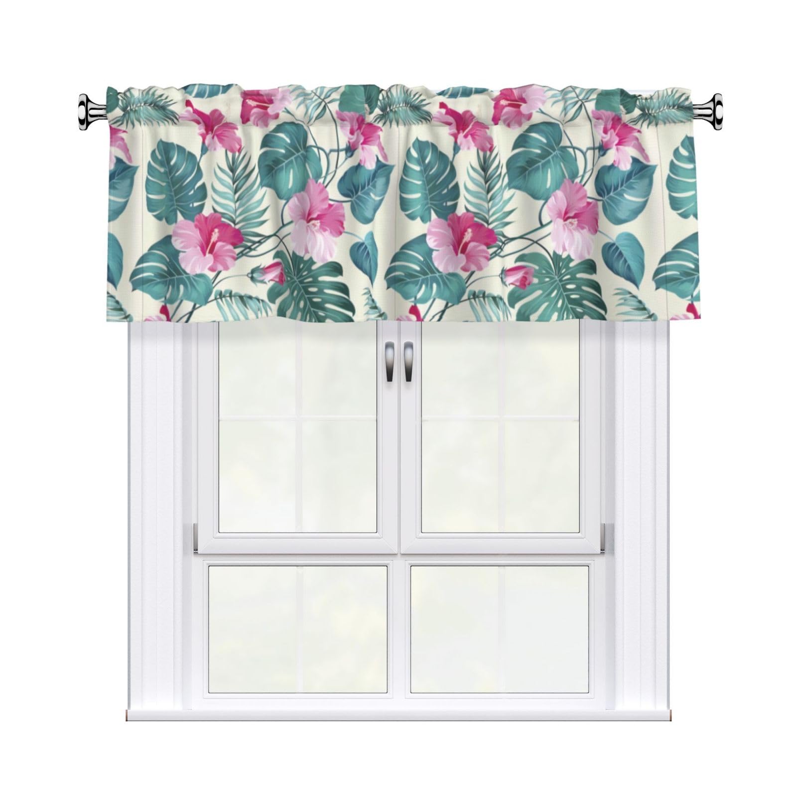 YYHHAOFA palm tree leaf Prints Durable Kitchen Window Layer – 54x18 Inch 100% Polyester Valance with Precision Construction