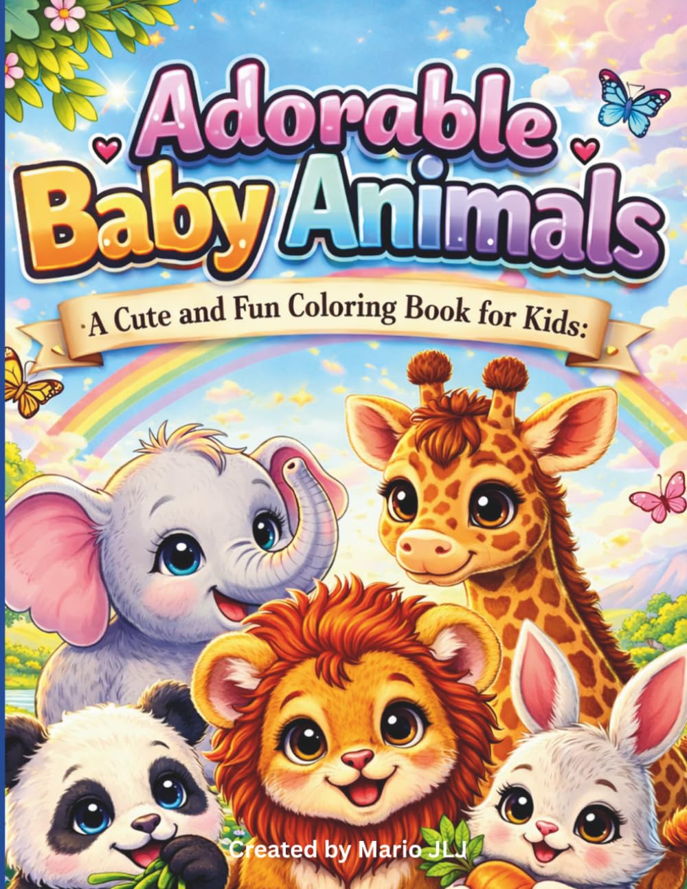 Adorable Baby Animals, A Cute & Fun Coloring Book for Kids: Perfect for young artists ages 3 to 8. Hours of relaxing creative fun .