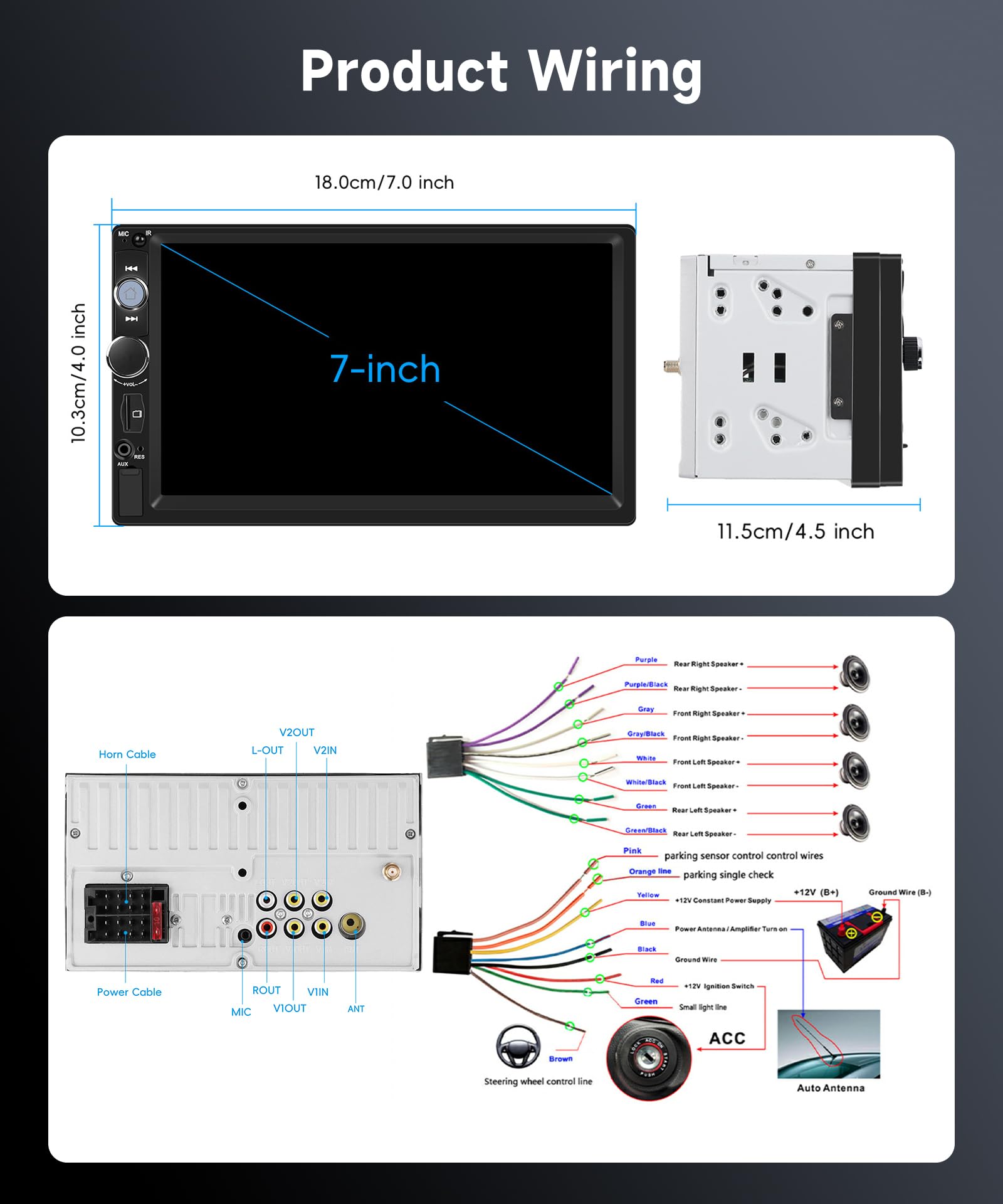 VECHTEL DAB+/DAB Autoradio 2 Din mit Drahtloses Carplay Android Auto, 7 Zoll IPS HD Touchscreen Auto Radio Unterstützung Bluetooth5.2 FM Radio USB/AUX Mirror Link Rückfahrkamera