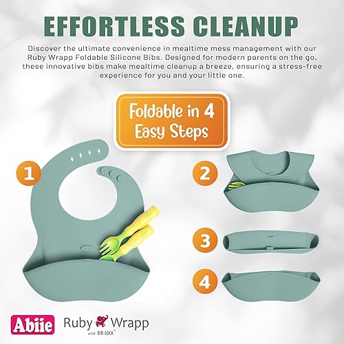 Miniatura 5 de Abiie Ruby Wrapp - Baberos de silicona para bebés con bolsillo frontal, babero impermeable, resistente a las manchas, baberos de silicona para niños