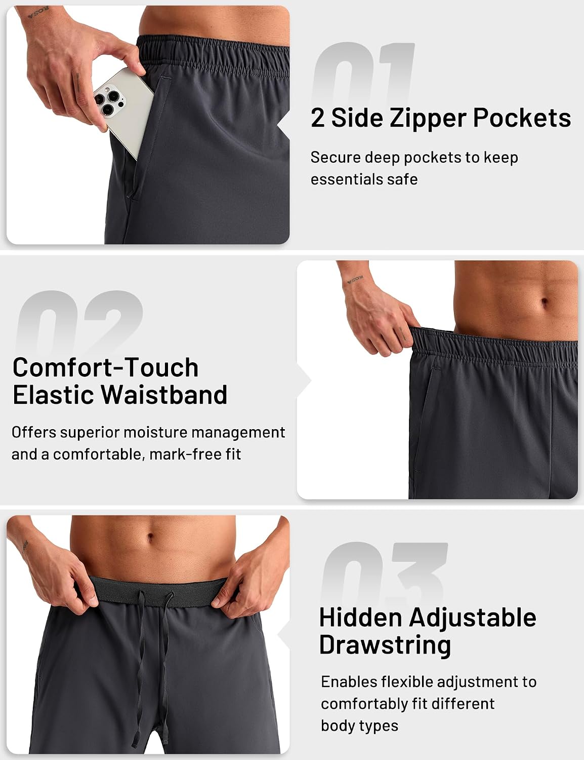 MIER Men's 2 in 1 Running Shorts - 7" Workout Gym Athletic Shorts for Men, Quick Dry Lightweight with Pockets for Training