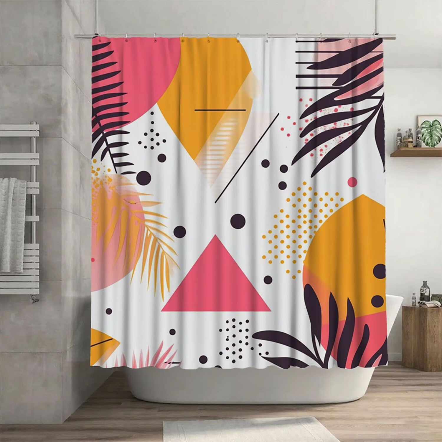 Rideau de douche ourlet lesté anti-collant en tissu polyester imperméable
