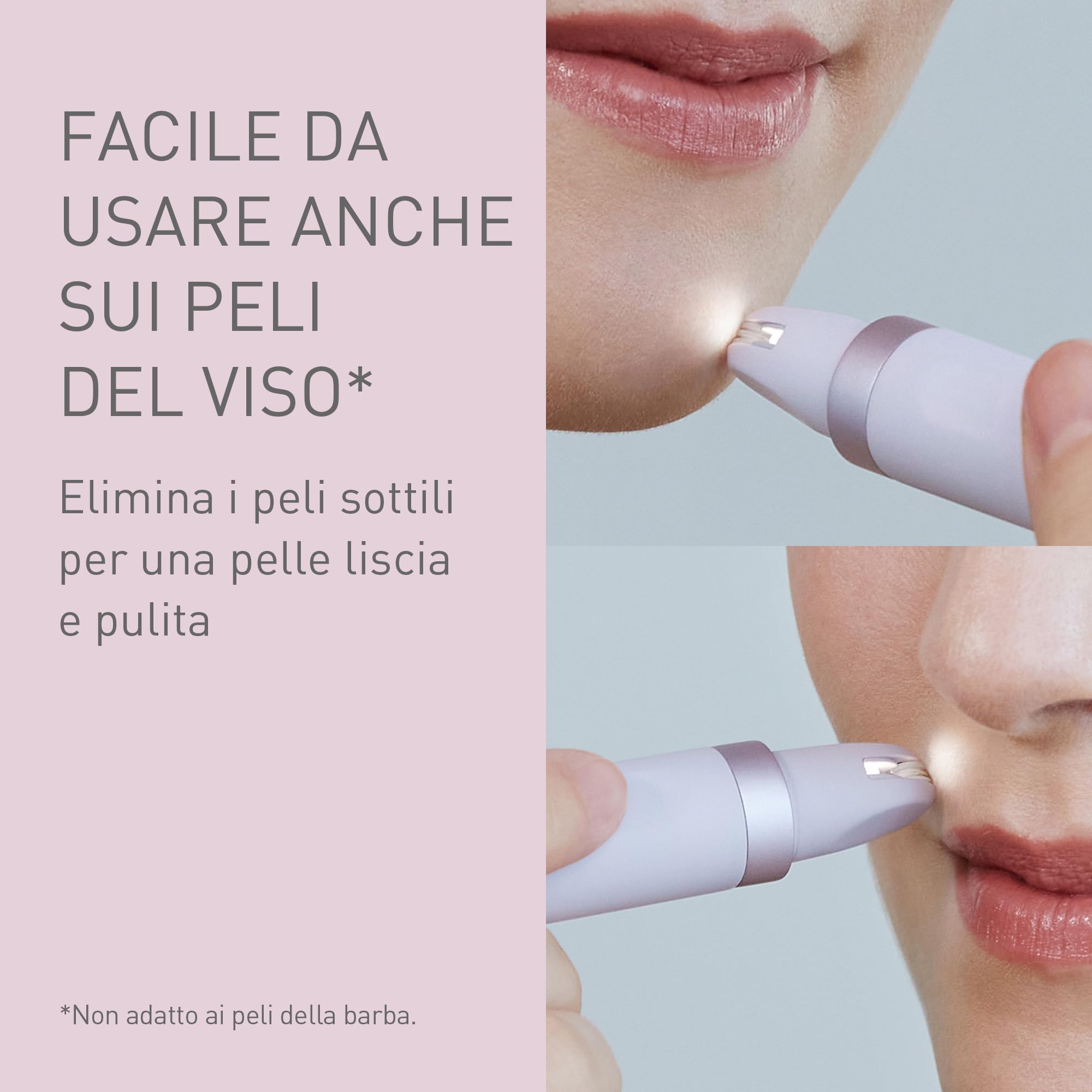 Panasonic ES-EF10-V503 Epilatore per Sopracciglia e Peli del Viso da Donna, Modellatore per Sopracciglia, Luce LED, Design Compatto a Penna, Funzionamento a Batteria AA, Viola Chiaro