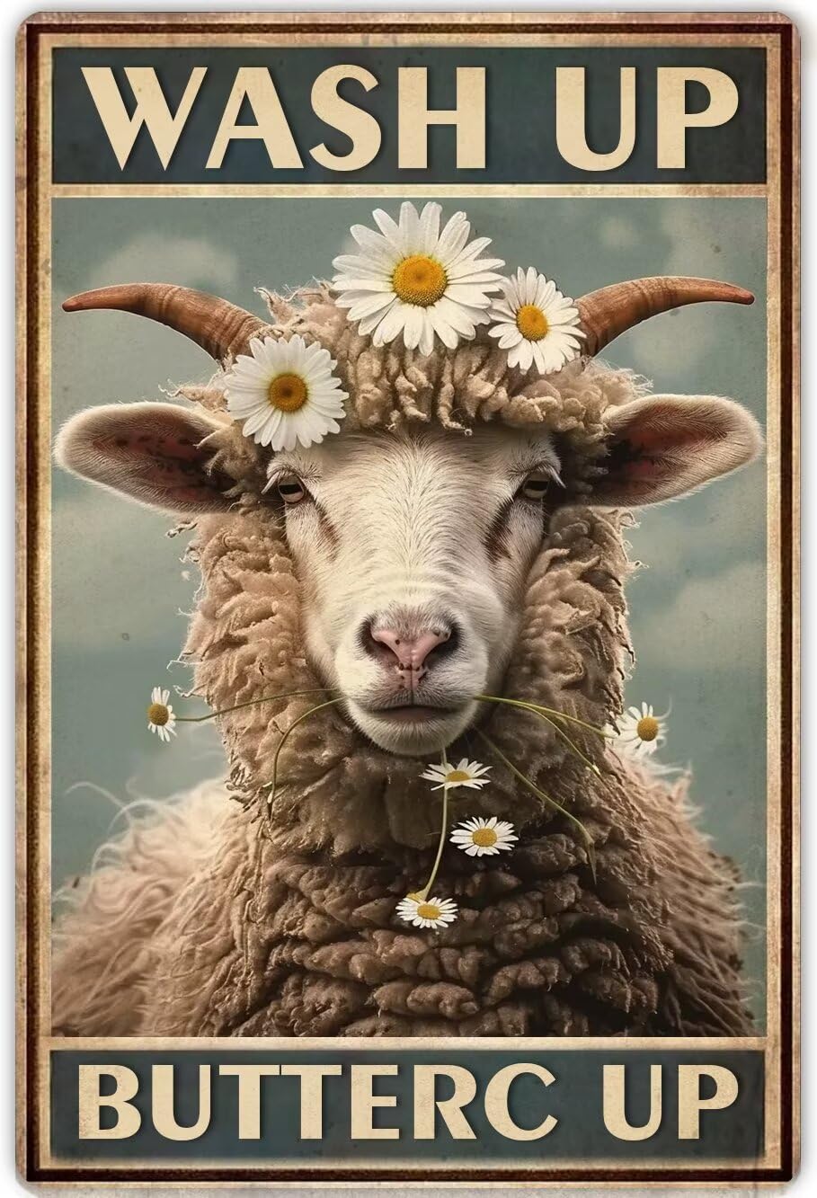 Anceky Sheep Bathroom Signs Canvas Wall Art Painting Wash Up Buttercup Bathroom Decor Canvas Painting Vintage Posters Wall Art s For Living Room Bedroom Office Home Decor Unframed 20x30 Inch