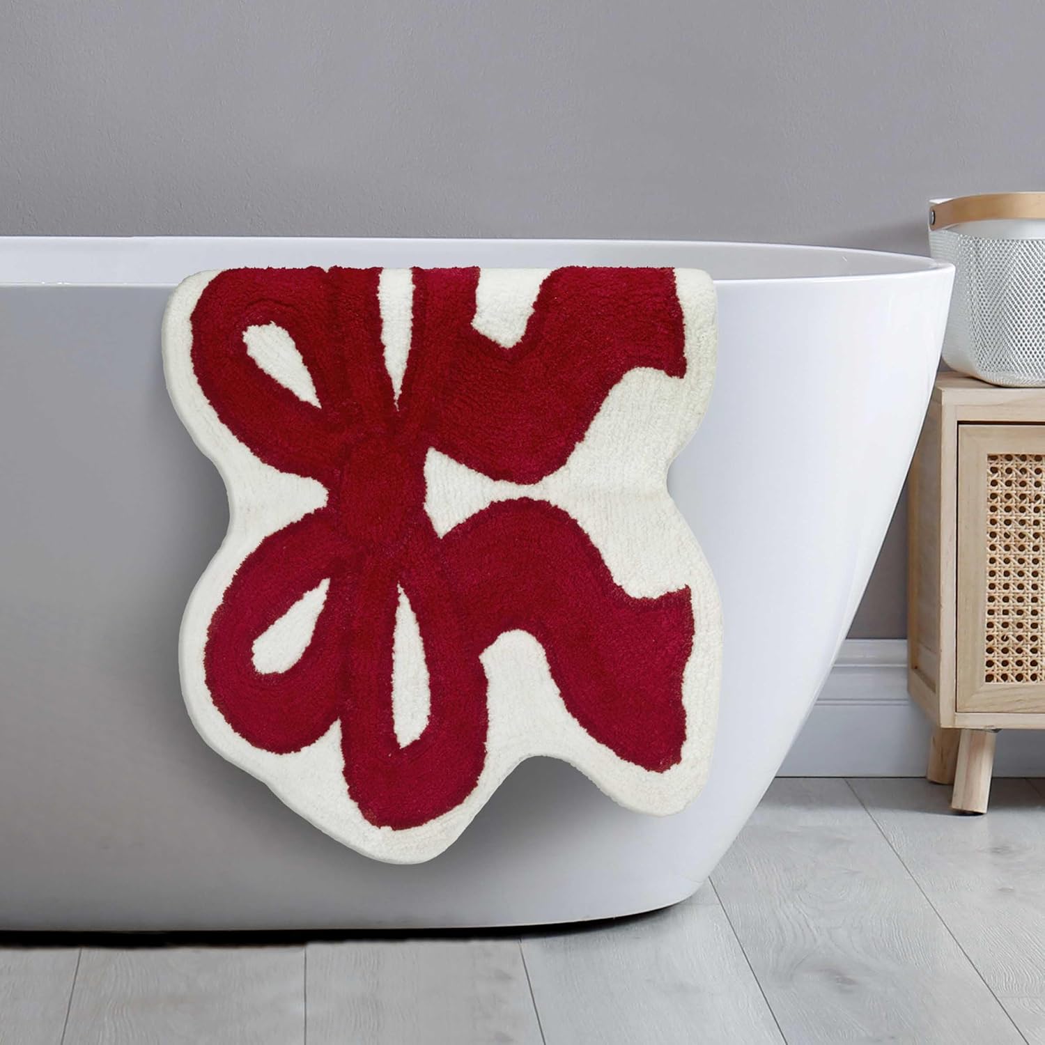 Avanti Linens - Bathroom Rug, 100% Polyester Tufted Bath Mat with Non-Skid Backing, Holiday Home Decor (Christmas Bows, 24" x 24")