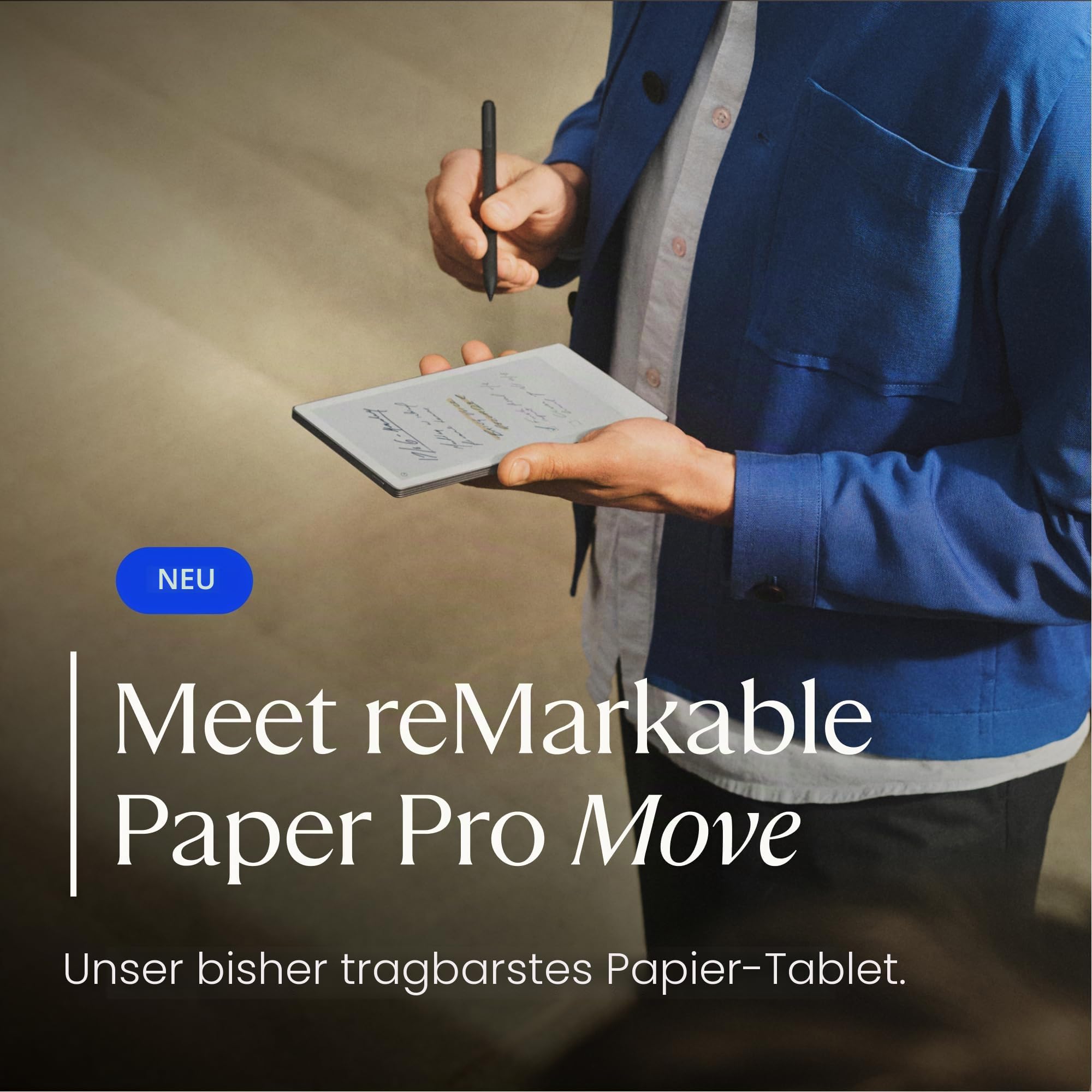Remarkable Paper Pro Move – Gewebtes Folio-Bündel | ultrahandliches 7,3-Zoll-Farbtablet mit Marker Plus und Radiergummi und Einer Book Folio-Hülle aus Mosaikgewebe – Basalt