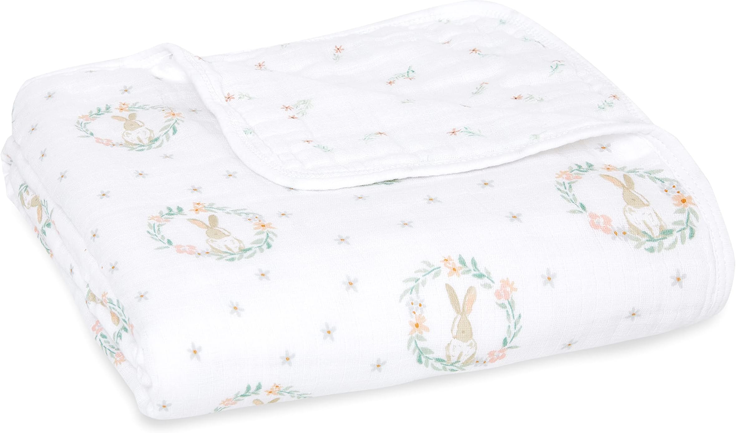 Essentials Dream Blanket, Muslin Baby Blankets for Girls & Boys, Ideal Lightweight Newborn Nursery & Crib Blanket, Blushing Bunnies
