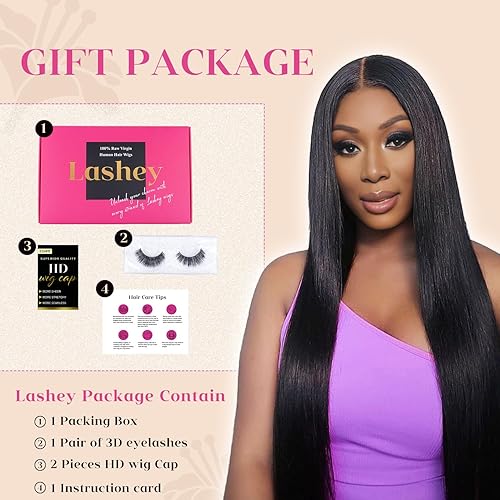 Miniatura 9 de Lashey Peluca de encaje frontal HD súper delgada de 0.004 in, peluca frontal completa de encaje real HD de 13 x 4, densidad del 180 %, nudos