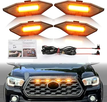 ترقية مصباح شواية LED لأضواء Toyota Tacoma 2023 2020-2022 TRD Off Road Sport OEM الملحقات 1T-Updated-Amber Lights