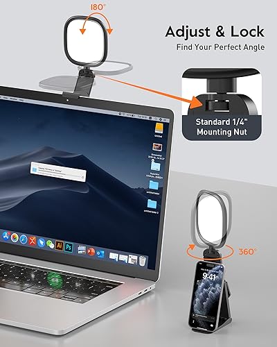 Miniatura 7 de Anillo de luz para escritorio, laptop, monitor y teléfono - Luz suave para cámara web con 84 LED, 50 modos, CRI 97.8+ para zoom, transmisión,