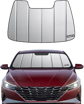Pigenius Windshield Sun Shade for Hyundai Elantra 2021-2026 Elantra N 2023-2025, Premium Grey Leather Finish