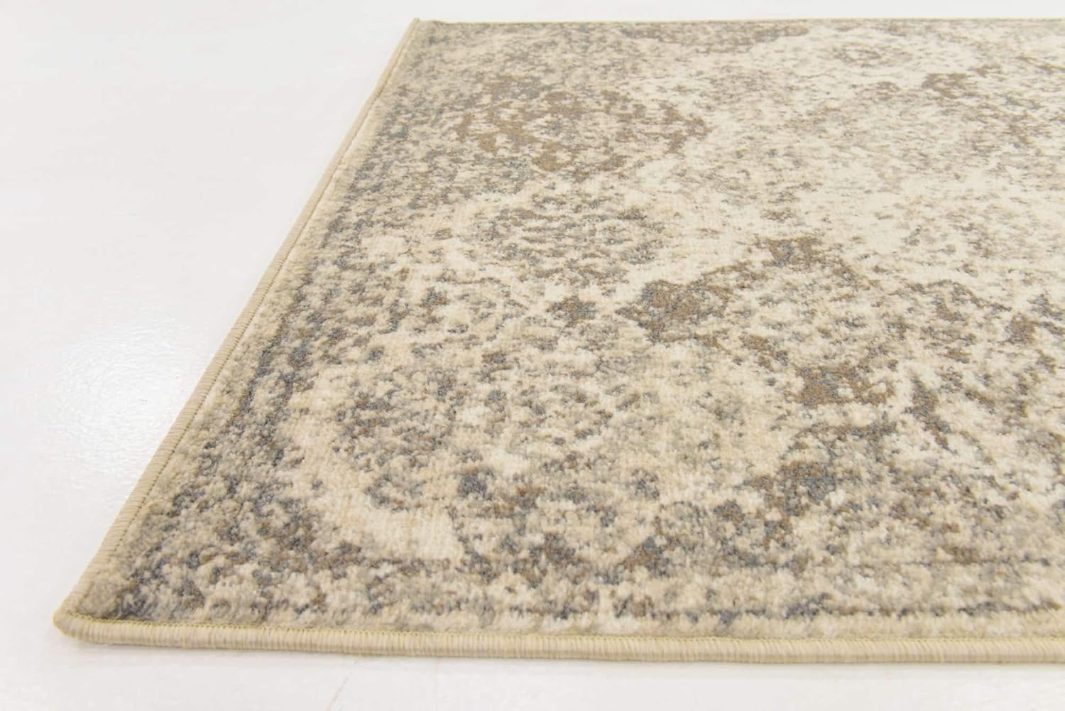 Gray Abstract 4' x 6' Stain-Resistant Synthetic Rug
