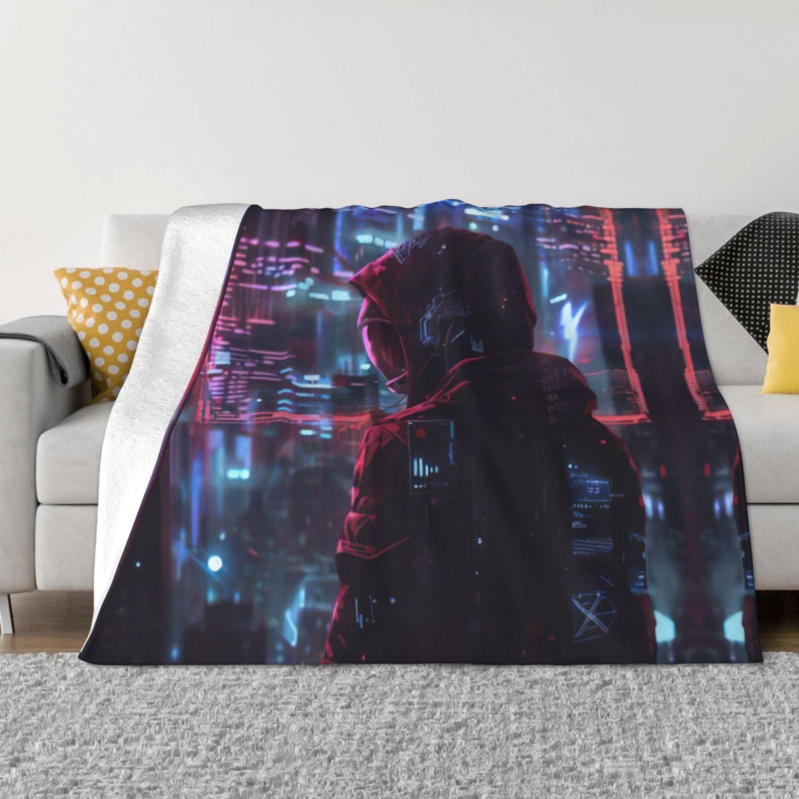 Couverture de canapé pelucheuse pour soirées cocooning et lit double Hacker Era