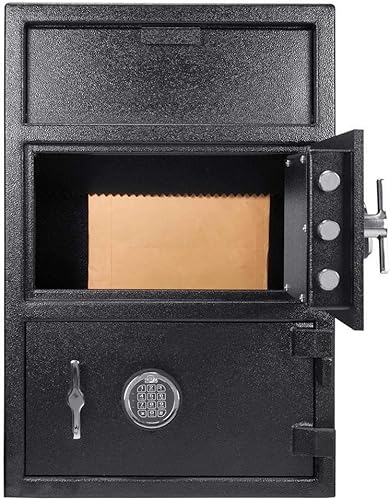 Miniatura 3 de Barsaka - Caja fuerte de acero para depósito de puerta doble con cierre electrónico dual para carga frontal