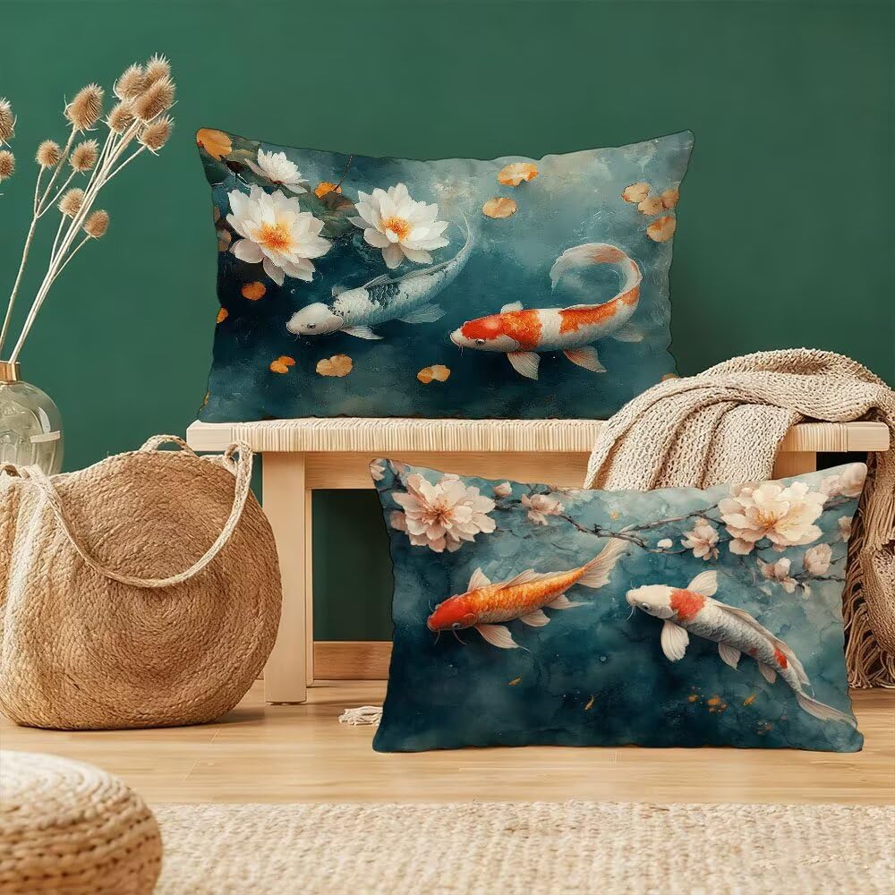 Poszewka na poduszkę 50 x 70 cm zestaw 2 niebiesko-zielonych poszewek na poduszkę z dwustronną prostokątną poszewką na poduszkę poduszka z niewidocznym zamkiem błyskawicznym dekoracja sypialni dom0o