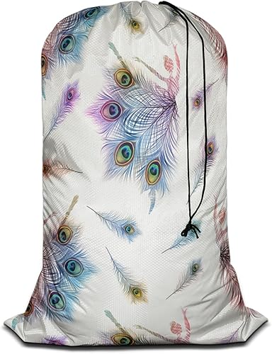 Swono Bolsa de lavandería de viaje, bailarinas bailarinas, plumas de pavo real, bailarina romántica, lavable a máquina, organizador de ropa sucia,