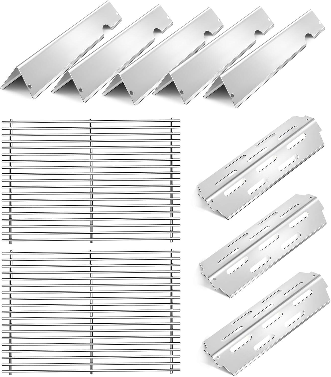 Stainless Steel Grill Flavorizer Bar Heat Plates with 2 Pack 9mm Grates Gas Grill Replacement Parts for Weber Genesis II 300 Series Genesis II E-310 E-315 E-330 E-335 S-310 S-335 Gas Grill Part