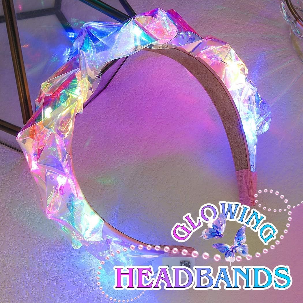 JONKY New Year Eve Light Up Headband Glow Birthday Headbands LED Costume Hair Accessories for Women - Image 2