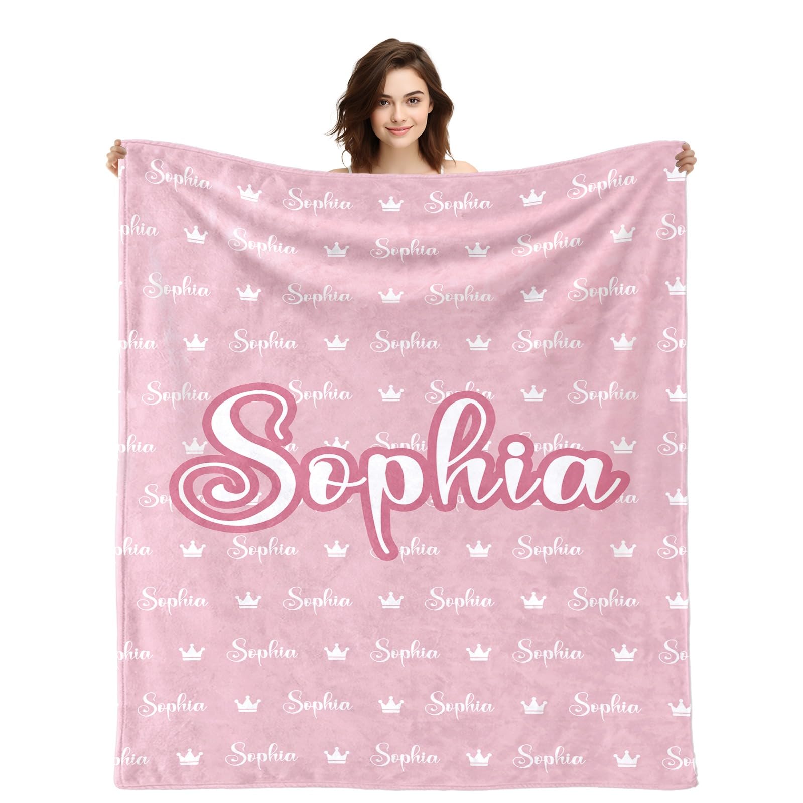 Urijk Personalised Baby Blankets Custom Blankets with Name for Baby Boys Girls Full Name Throw Blanket for Newborn Toddler Personalised Gifts for Birthday Baby Shower Christmas (E) — image 1