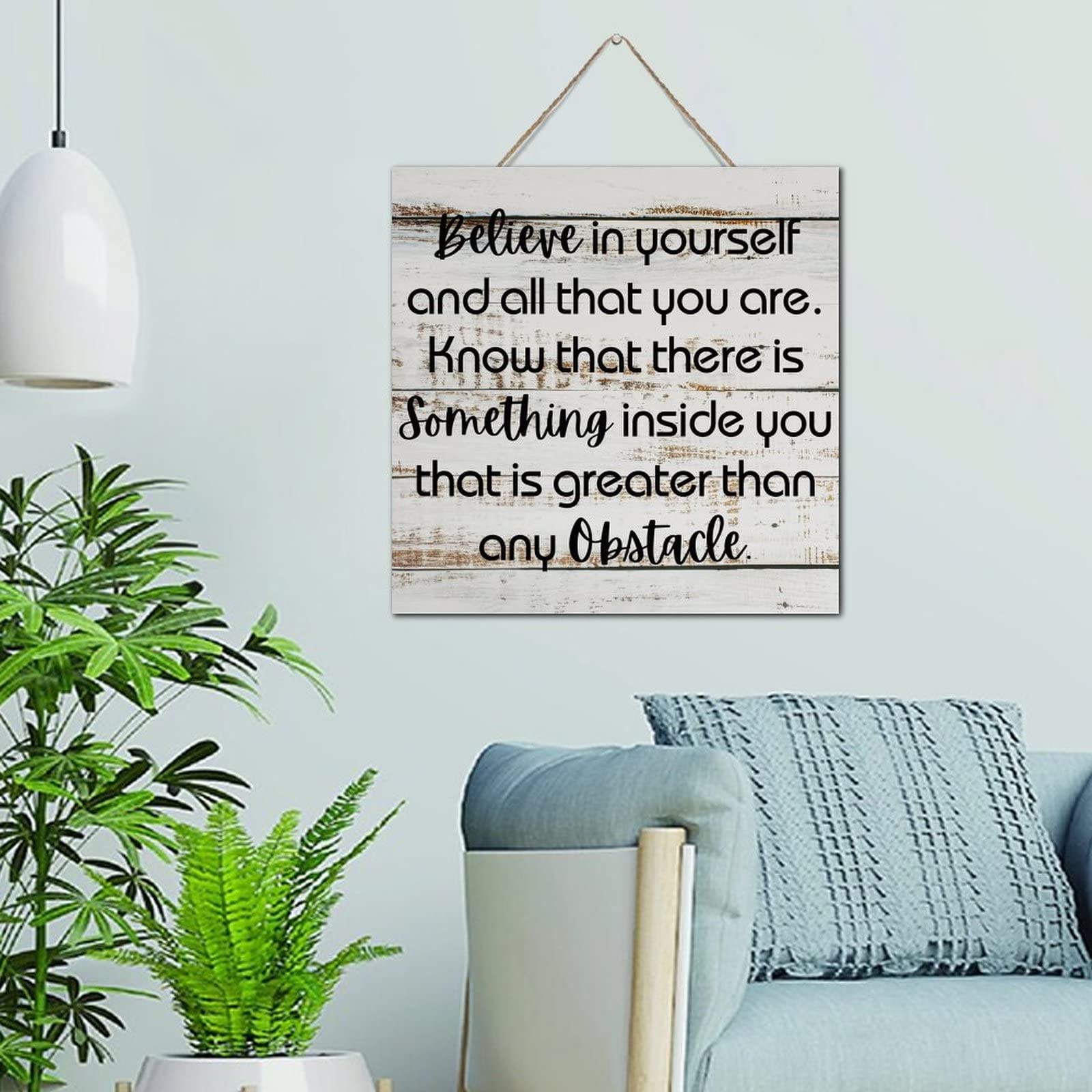 Plaque murale en bois Believe in Yourself pour salon