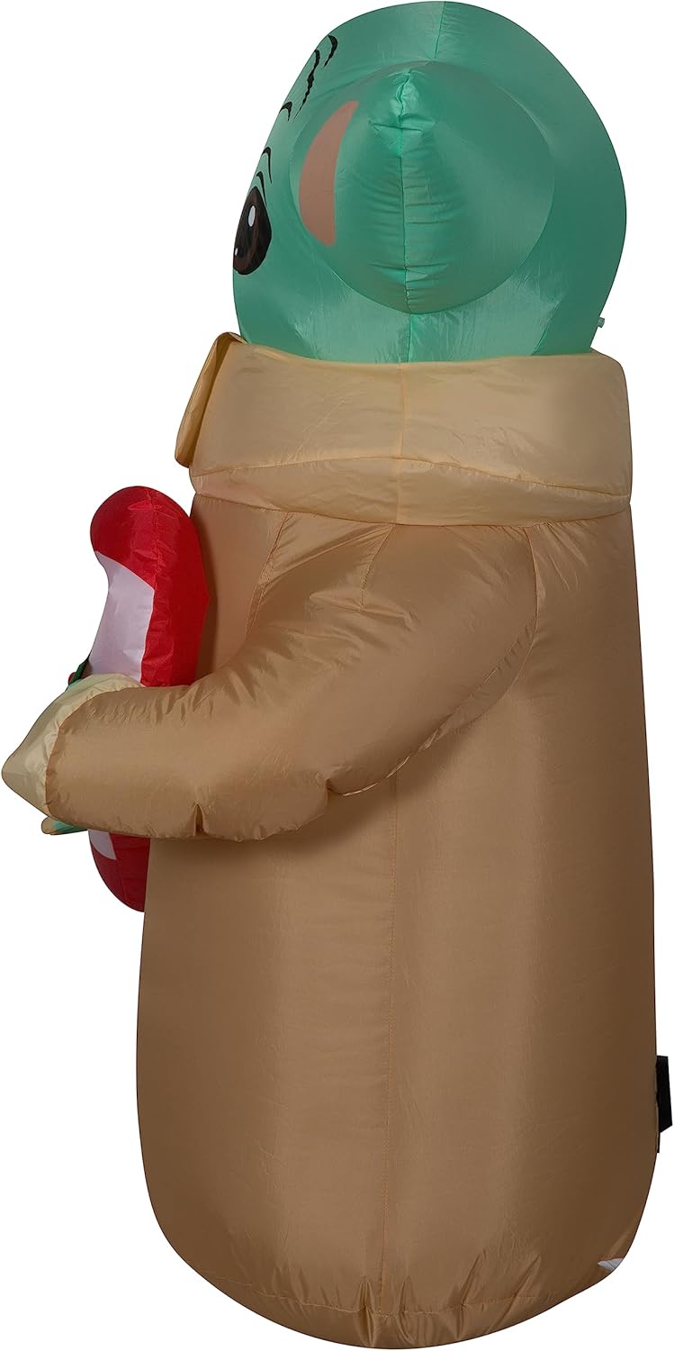 Gemmy Christmas Airblown Inflatable The Child w/Candy Cane Star Wars, 3.5 ft Tall, Brown