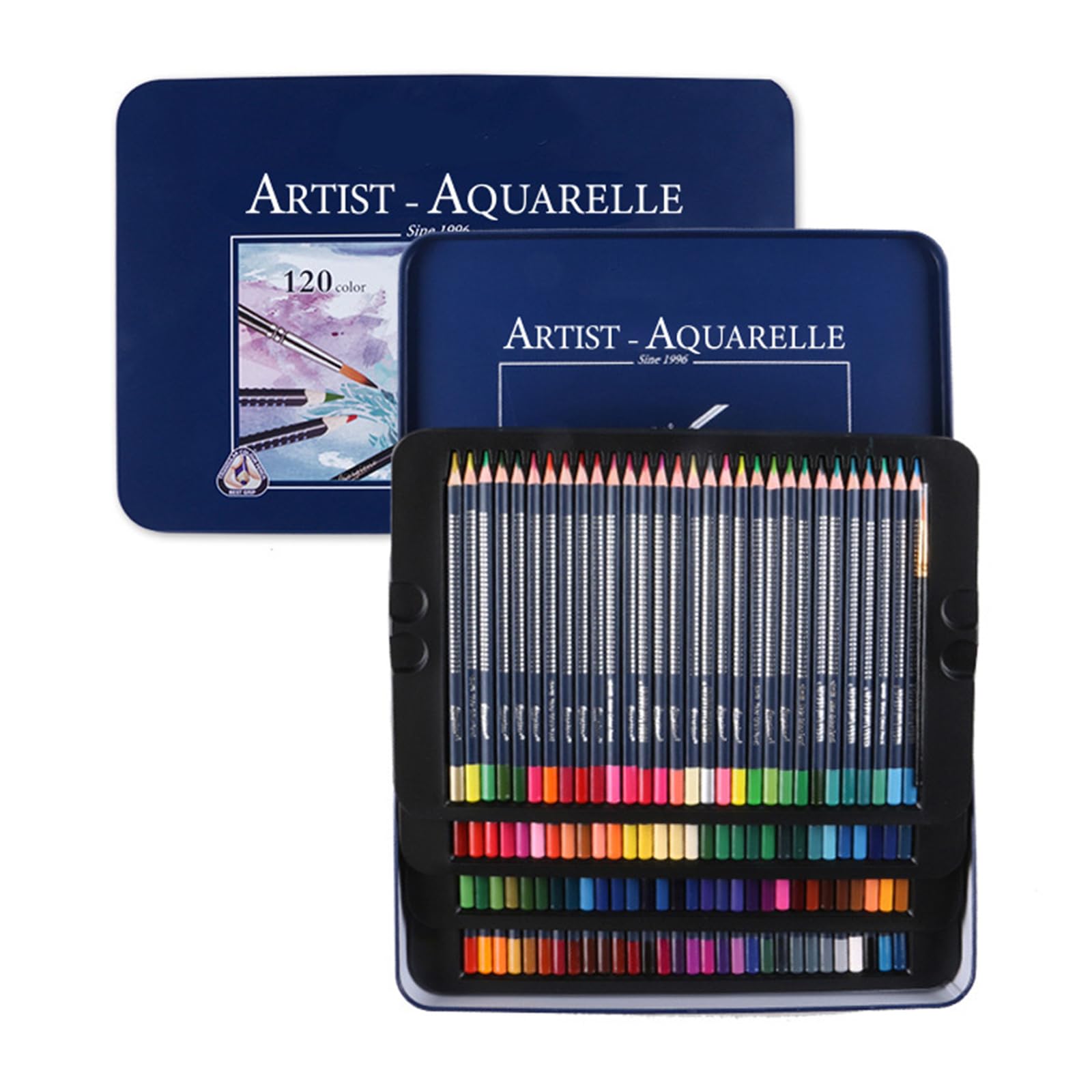Aquarell-Buntstifte-Set mit Metalletui für Kinder, Erwachsene, Künstler, Skizzieren, vorgespitzter Buntstift mit Pinsel, professionelle Künstlerstifte