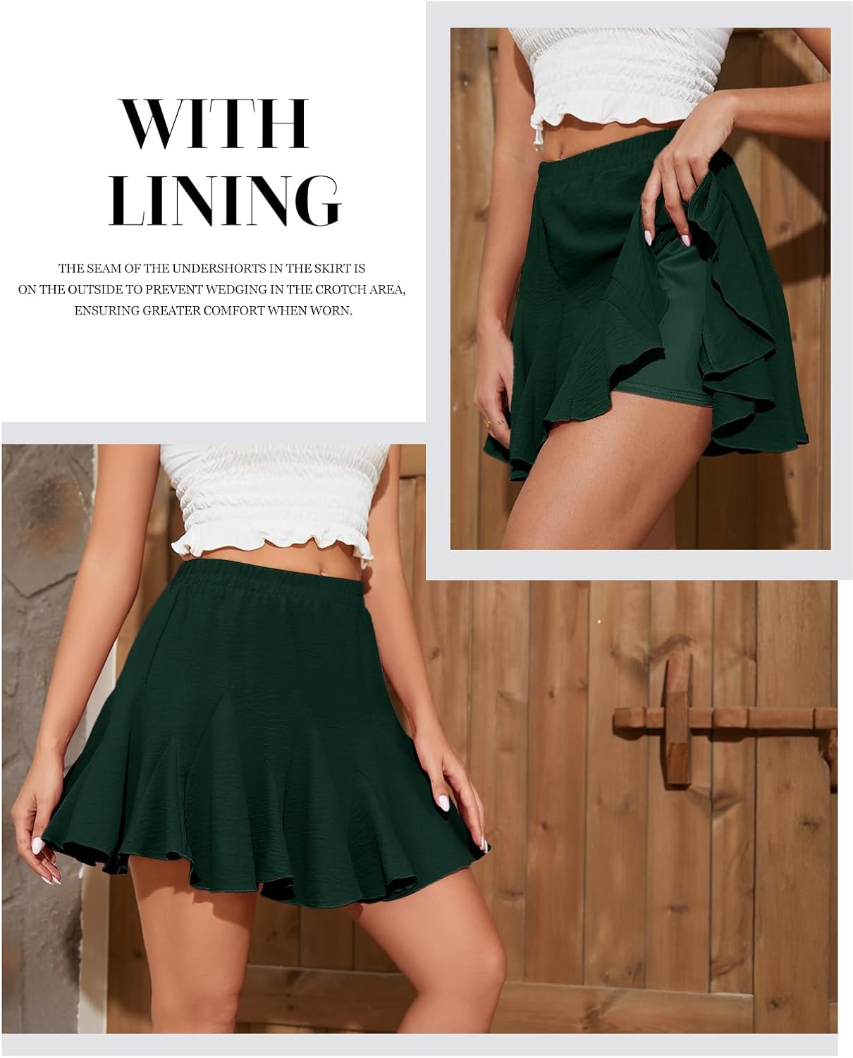 bridesmay Women's Pleated Mini Skirts with Shorts Y2K Flowy Ruffle Skater Skirt for Women Trendy 2026 - Image 3