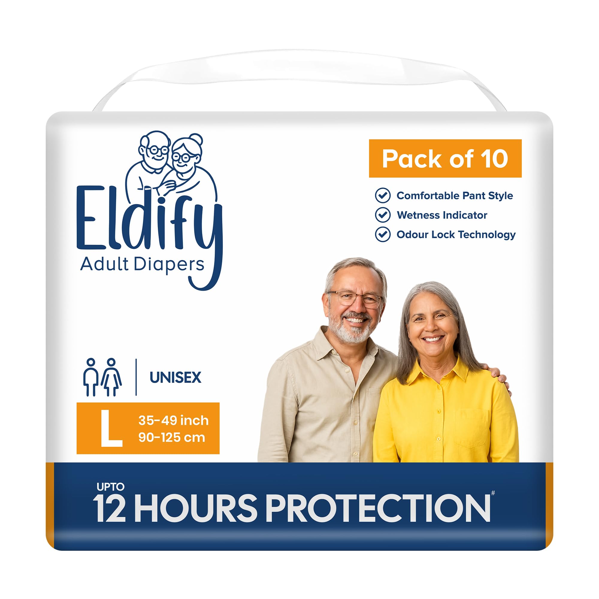 Unisex Pull-Up Pants Style Adult Diaper with up to 12hr Absorption, Leakproof, Odour Free & Wetness Indicator, Large Size (L) Waist (30-54) Inches | 10 Count, Pack of 1-image-10
