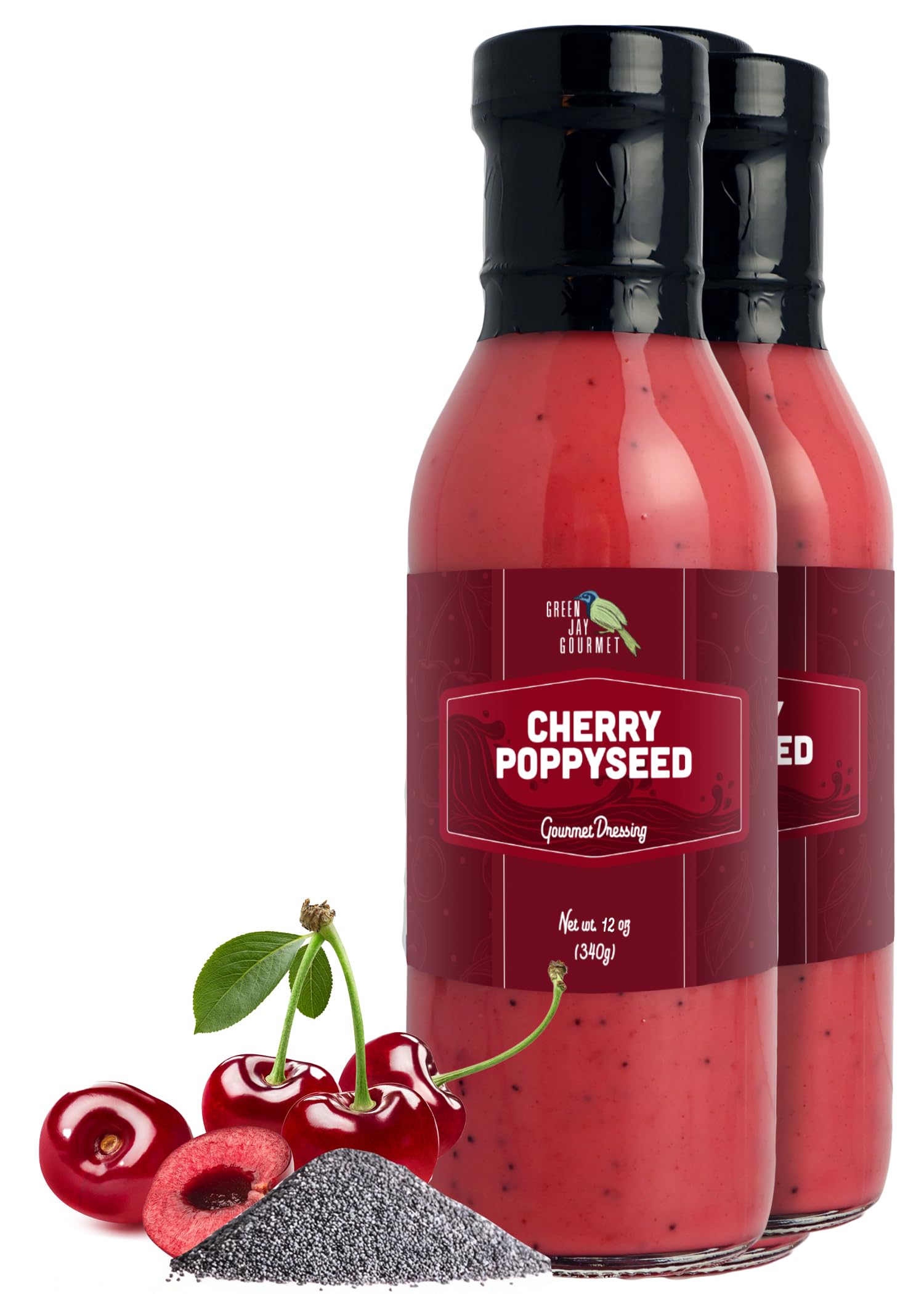 Amazon.com : Green Jay Gourmet Cherry Poppyseed Salad Dressing – Sweet &  Tangy with Real Cherries – Handcrafted in USA – Perfect for Salads,  Marinades & Glazes – 2 x 12 Ounces : Grocery & Gourmet Food