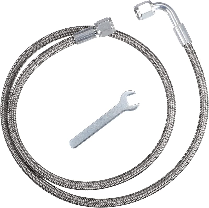 Linha de alimentação de óleo para turbo X AUTOHAUX 4AN trançada com terminal de 90° – 95,5 cm