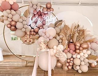 Boho Balloon Garland Arch Kit 147Pcs Blush Pastel Pink Balloon Garland Double Stuffed Dusty Rose Balloon Garland Chrome Rose Gold Balloons for Birthday Baby Shower Bridal Wedding Party Decorations