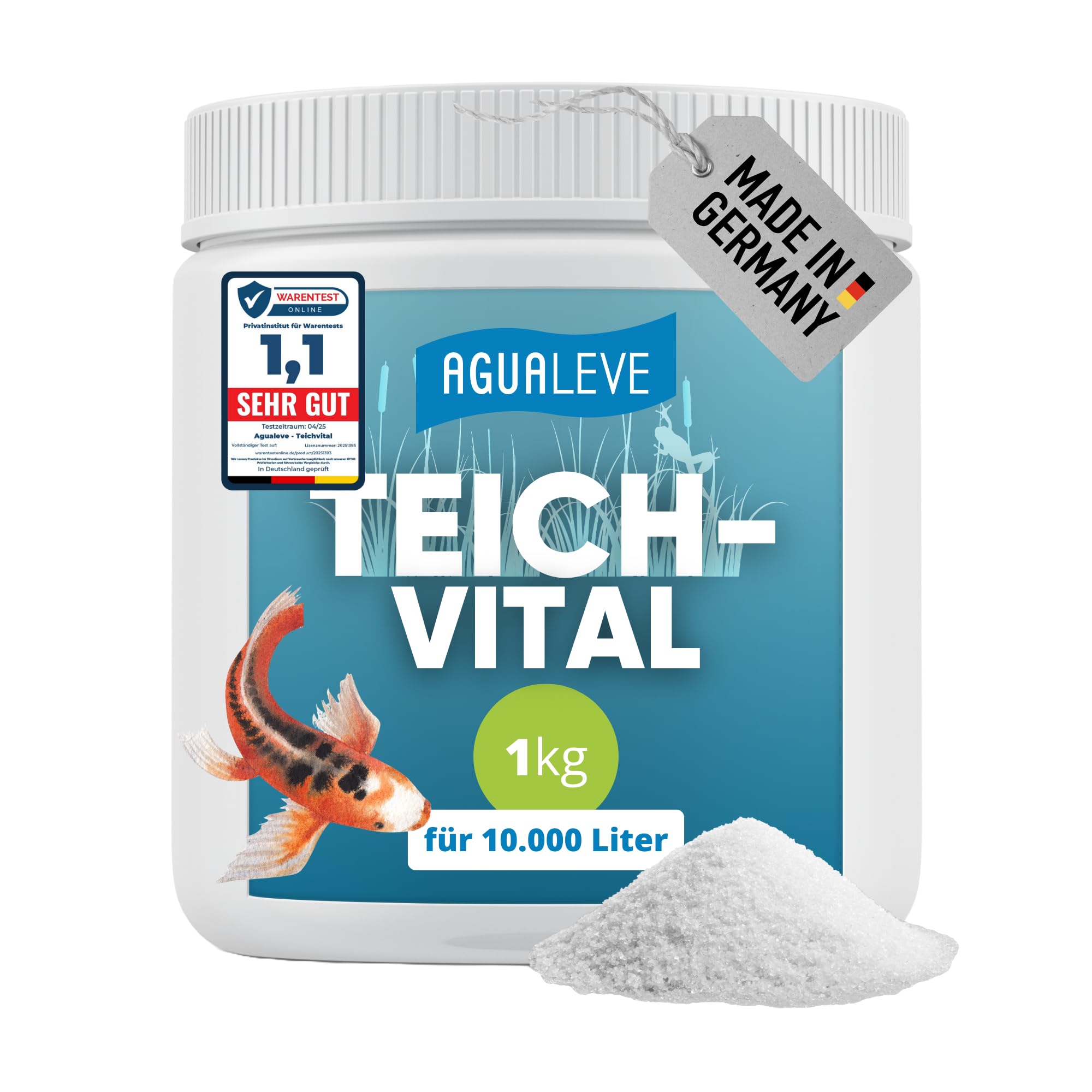 AGUALEVE® Teichvital 1kg *NEU* | der Fittmacher für jeden Teich mit innovativen BIO3-Hochleistungs-Mikroogransimen | für Fisch-, Garten- & Schwimmteiche | Made in Germany | für 10.000l Teichwasser
