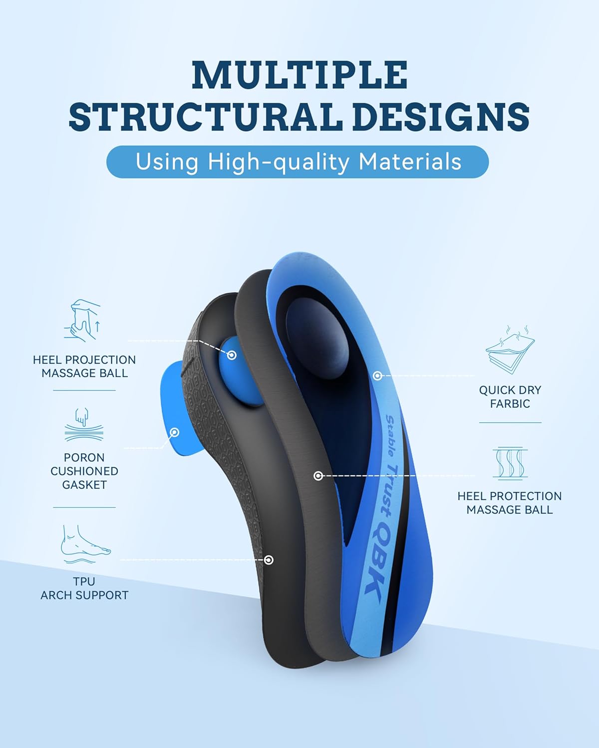 Heel Pain Relief, QBK Insoles for Standing All Day, Solving Plantar Fasciitis, Arch Collapse, Flat Heel Tendinitis, O-Shaped Leg, X-Shaped Leg, Standing All Day Working L - Image 2