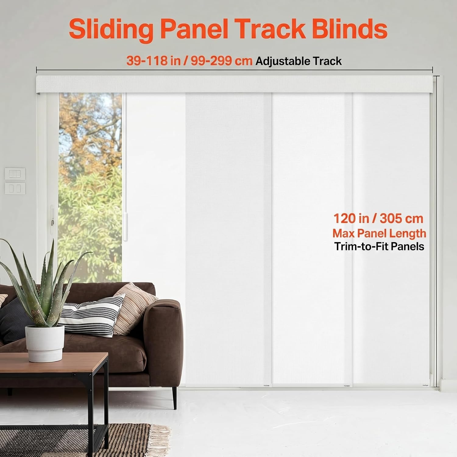 Sliding Panel Track Blinds Patio Doors Large Window Blind Room Divider Glass Door Custom Size 100% Blackout Linen Beige