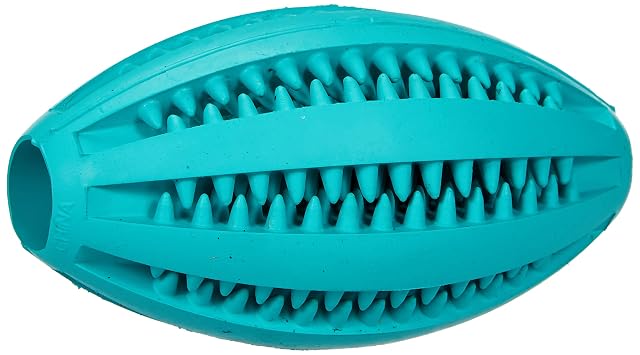 TRIXIE - Pelota Rugby Denta Fun para Perros, 11 cm, Caucho Natural con Aroma a Menta, Ideal para Masticar…