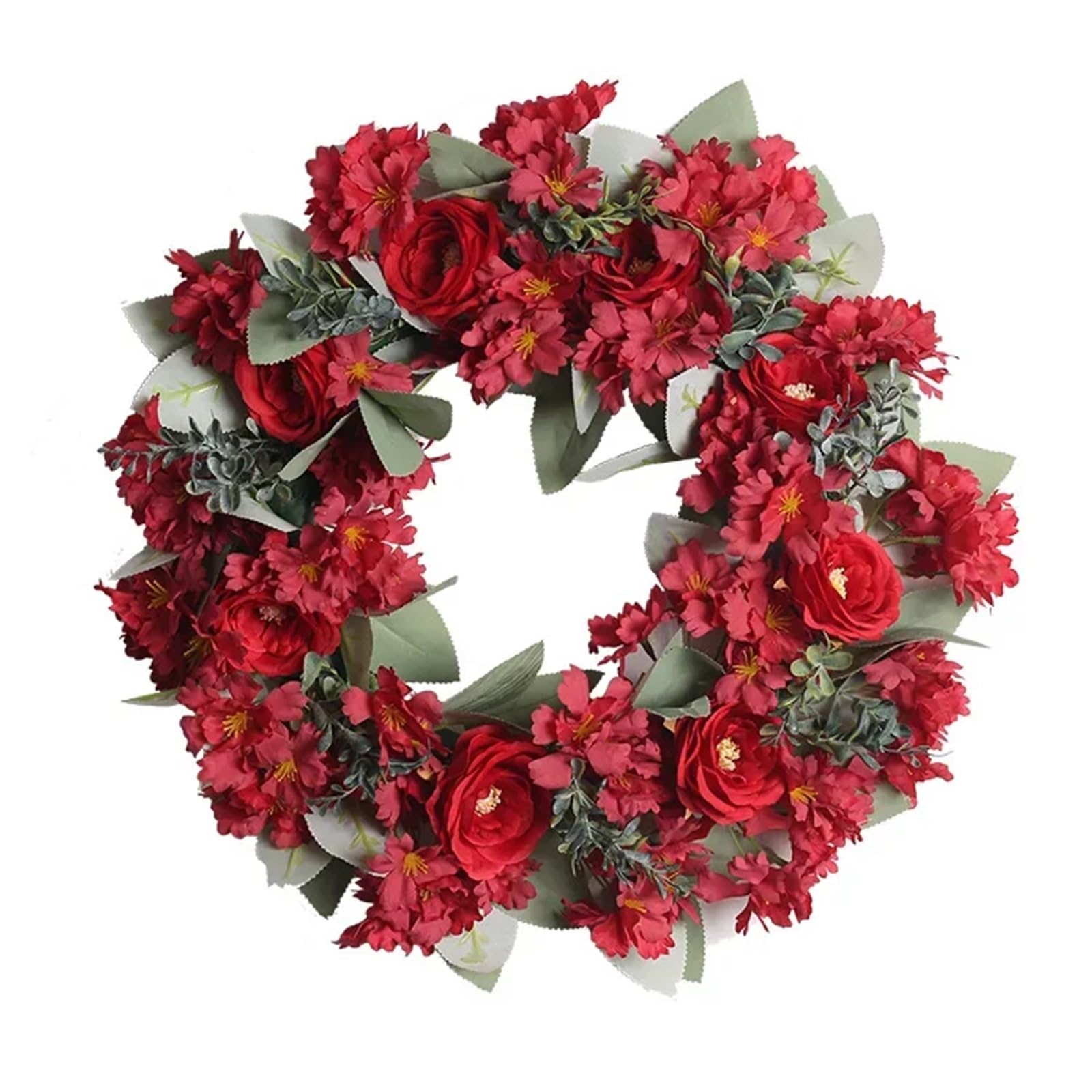 Door Wreath 45cm Artificial Eucalyptus Wreath Decoration Venue Layout Props Grass Ring Door Knocker Pendant(Color3)