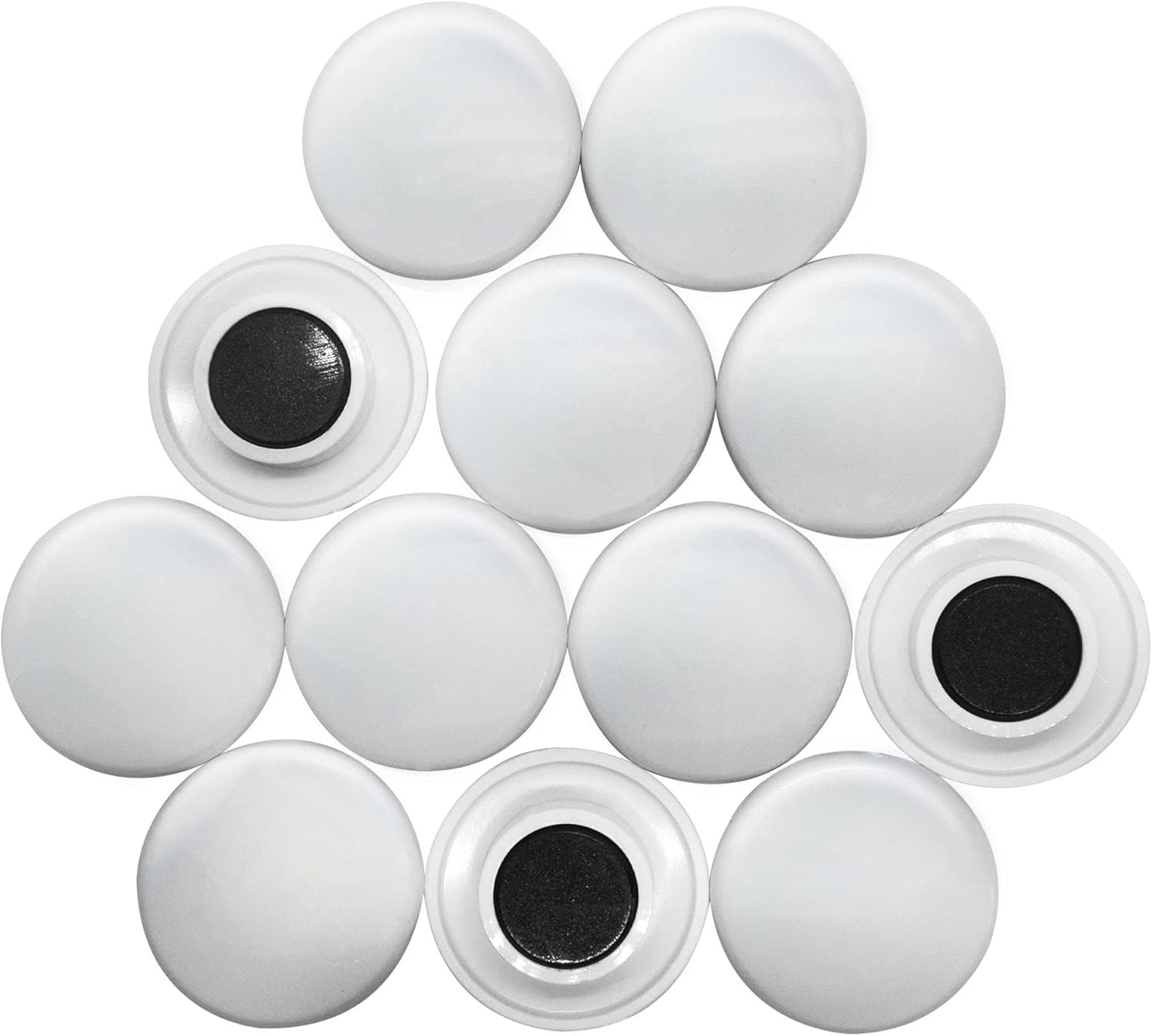 Large Black Planning Office Magnets for Fridge, Whiteboard, Noticeboard, Filing Cabinet - 40mm Dia x 8mm high - Pack of 12 : Office Products