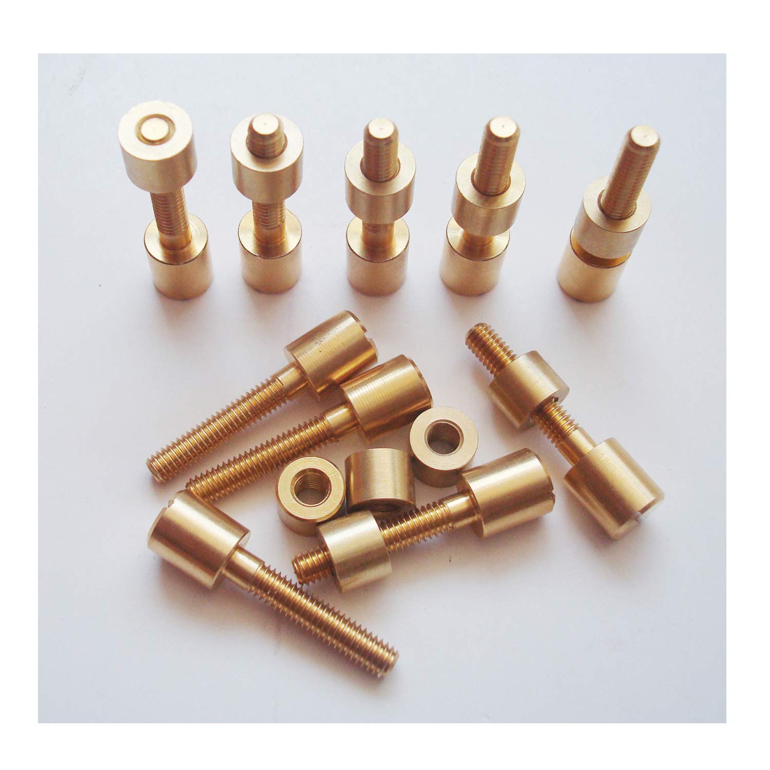 10 Sets/lot Bolts Fasteners for Knife Maker,5/16" Diameter Head.EDC Tactical Survival Nuts and Bolts Kits Knife Shaft Rivets Pins (Brass)